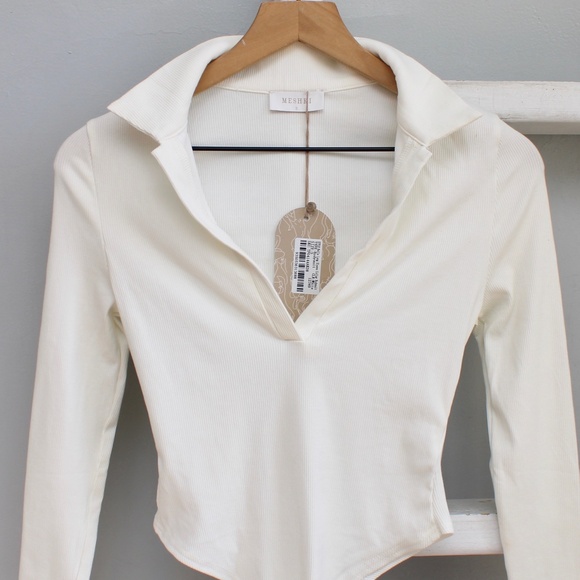 Meshki White Long Sleeve Bodysuit - Picture 3 of 8